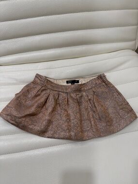 GAP Express Metallic Brocade Mini Skirt in Bronze